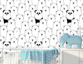 Bears and Panda  Kids Room  Wallpaper